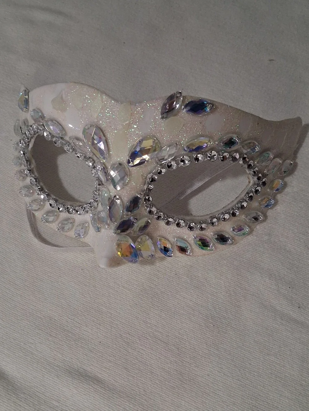 White Jeweled Venetian Eye Mask - Women Accessories Halloween